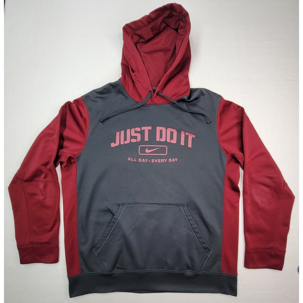 Nike Hoodie Mens L Pullover Sweatshirt Just Do It Gray Mesh Hood LIMITED USE